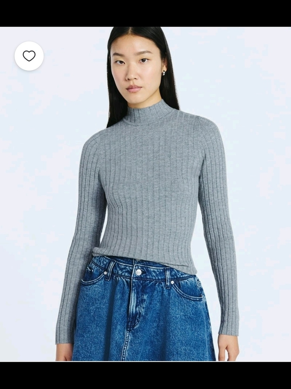 Scoop NEW Heather Gray Ribbed Mock Neck Turtleneck Top Long Sleeve Large (12-14)